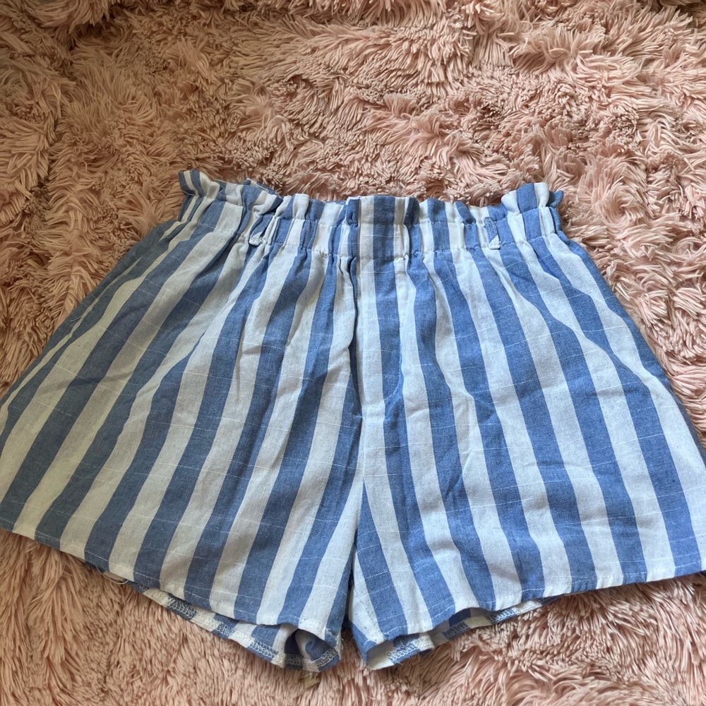 SHEIN High Waist Blue and White Striped Shorts